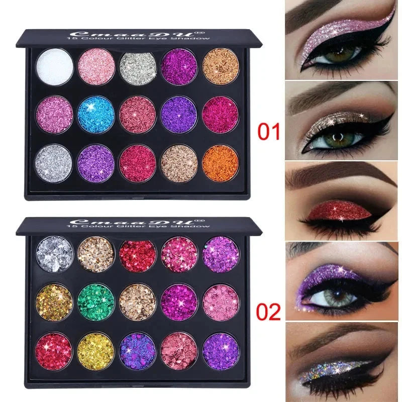 15 Color Glitter Eyeshadow Palette Professional Pigment Makeup