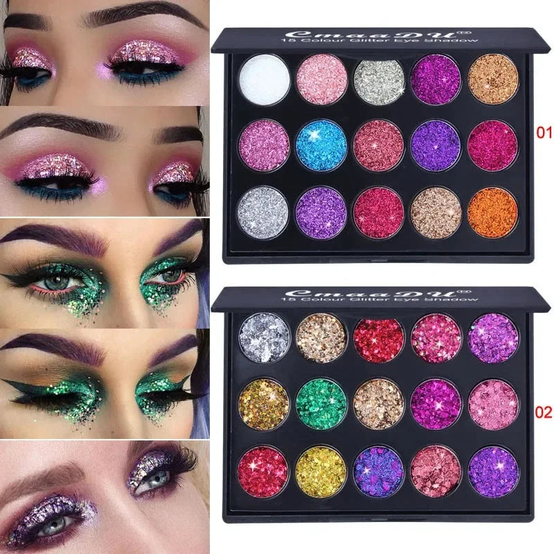 15 Color Glitter Eyeshadow Palette Professional Pigment Makeup